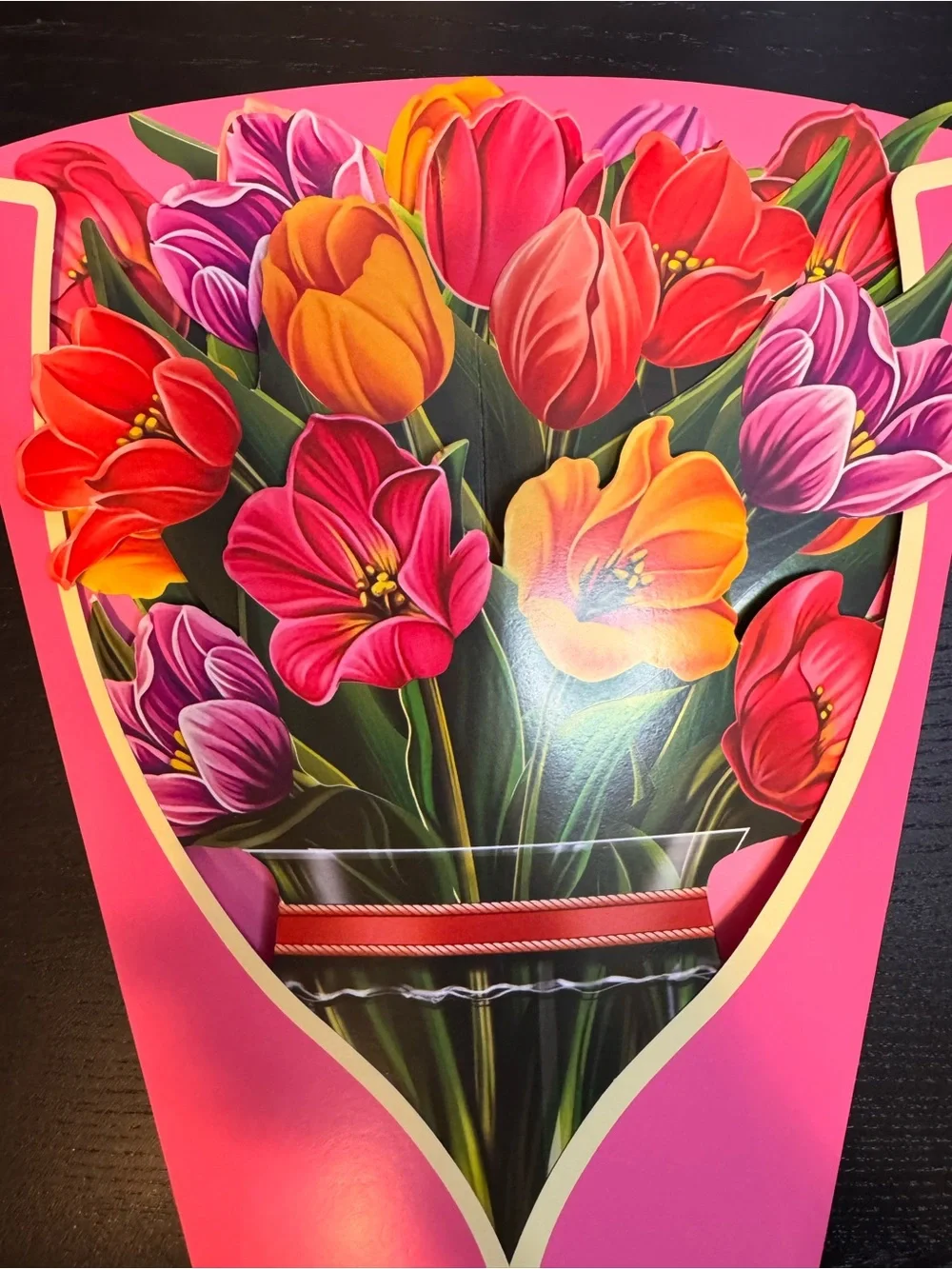 Tulip Bouquet Faux Floral Accent - Red, Orange, Pink